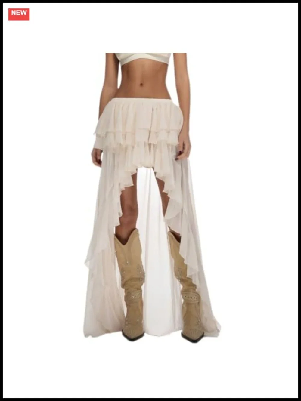 Women's Boho Asymmetrical Fringe Skirt Y2K Western Pirate Renaissance Flowy